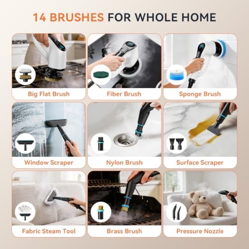 Steam Cleaner, Electric Spin Scrubber Portable Steamer for Cleaning - Image 3