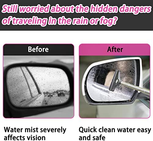 Side Mirror Squeegee, 2 PCS Car Mirror Squeegee, Retractable Car Rearview Mirror Wiper for All Vehicles, Universal Automotive Accessories(Black/Pink) - Image 2