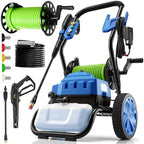 MAX 4800PSI 10" Wheels Electric Pressure Washer, 3L Foam Bottle Professional Electric Power Washer with 5 Nozzles 23FT Hose Reel, 2.8GPM Commercial/Household Pressure Washer Electric Powered, Blue by SOORAITON