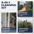 DSV Standard 2-in-1 Window Cleaning Squeegee Kit with 60’’ Extension Pole, Rotatable Bendable Head, Microfiber & Chenille Pads, Window Cleaner Tool for Indoor/Outdoor, High Windows, Shower and Car - Image 4