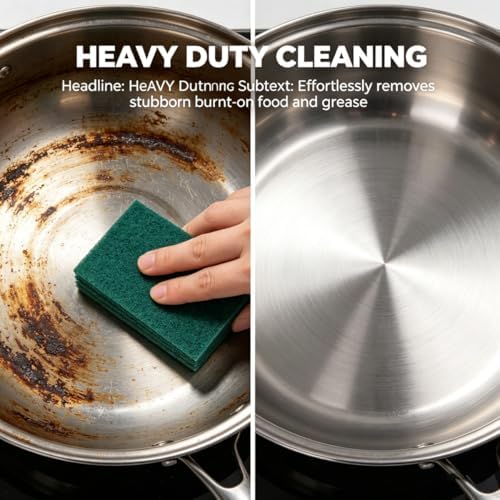 Bulk Heavy Duty Scouring Pads with Emery, 6" x 4" Large Green Scrub Pads for Kitchen Cleaning, Durable Polyester Abrasive Dish Scrubber for Pot, Pan, Grill and Stove,(80Count) - Image 3