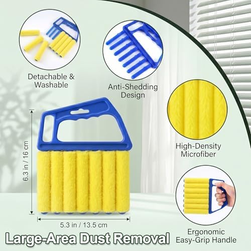 8 Pcs Window Blind Cleaner Duster Tool, 7 Fingers Blinds Cleaning Tool and 4 Pcs Air Vent Cleaner for Wood Venetian Blinds - Image 3