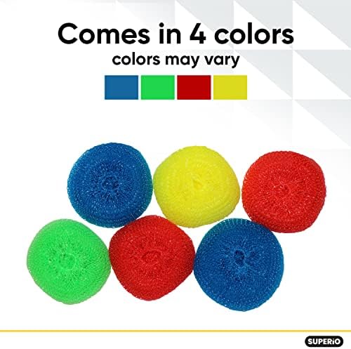 Nylon Scouring Pads-Dish Scrubbers, for Dishes, Pots, and Stoves, Durable Mesh Scourers, for Tough Cleaning. Nylon Dish Scrubbers, Assorted Colors (Superio) (6 Pack) - Image 2