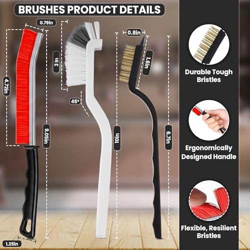 8 Pcs Crevice Cleaning Brush Set Hard Bristle Tools for Narrow Spaces - Image 2