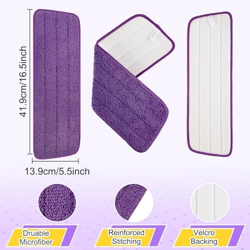 10 Pack 16.5 inch Reusable Mop Pads Microfiber Spray Mop Replacement Heads for Wet/Dry Mops Compatible with Bona Floor Care System - Image 3