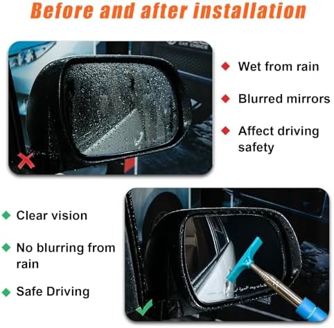 Dickno Car Side Mirror Squeegee, 35.6'' Retractable Rearview Mirror Wiper, Mini Portable Auto Window Squeegee Cleaner, Universal Vehicle Glass Cleaning Tool for Rainy Foggy Weather (Blue) - Image 4