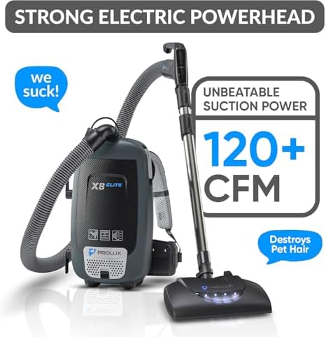 Prolux X8 Elite Backpack Vacuum with Electric Power Nozzle – Lightweight Deep-Cleaning Backpack Vacuum for Carpet & Hard Floors, Commercial & Home Use - Image 4