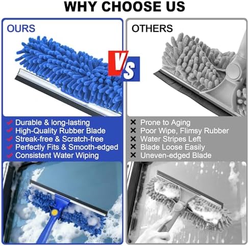 Wontolf 4-in-1 Window Squeegee, 79'' Window Cleaner Tool with Extension Pole, Window Cleaning Kit with Storage Bag, Rotatable Window Washing Kit Equipment for Home, Outdoor High Windows, Glass, Shower - Image 6