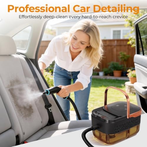 BEAMNOVA 1.25L Steam Cleaner, Handheld Pressurized Car Steamer, Rose Gold - Image 3