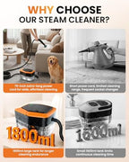 Steam Cleaner for Home & Car – Handheld Steamer for Cleaning with 2500W High Temperature, 3 Modes, 12 Accessories & 1.8L Large Tank, Portable Steam Cleaner for Couch, Grease, Kitchen, Bathroom, Car - Image 3