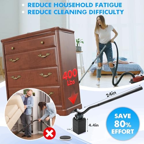 Furniture Lifter Tool + 8-Pack of 3.5" Sliders, Save 80% Effort, Safely and Easily, The Lift and Glide Tool Set for Heavy Furniture and Appliances, Reusable Moving Pads, Floor Protectors for Carpet - Image 3