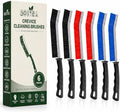 Crevice Cleaning Brush Set 6Pcs Hard Bristle Tools for Narrow Spaces by Solvra
