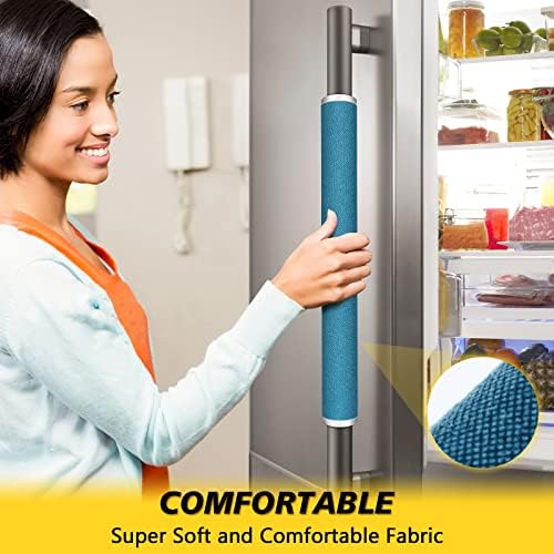 Refrigerator Door Handle Covers, 5pcs, Kitchen Appliance Decor, Fridge Microwave Dishwasher Cloth Door Handle Covers, Keep Kitchen Appliance Clean from Smudges, Drips, Food Stains, Oil (Blue) - Image 5