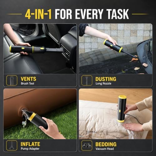 CROS Handheld Car Vacuum Portable Cordless 3 Suction Modes, 16000Pa 4-in-1 Mini Vacuum with Interchangeable Accessories for Car, Small Jobs, Keyboard and Office - Image 3