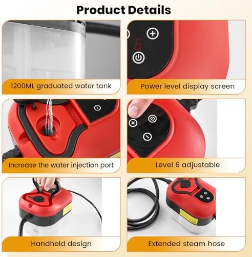 Saker Steam Cleaner for Home,6-Level Adjustable Steamer for Cleaning,Portable Handheld Steam Cleaner,Portable Steamer for Living Room,Kitchen,Bathroom Cleaning - Image 4