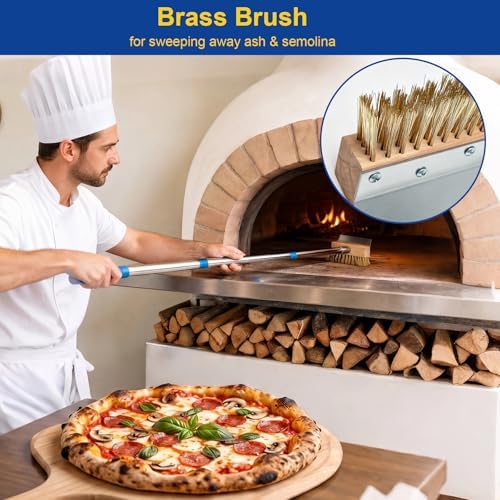 Pizza Oven Brush with 46in Handle and Scraper for Commercial Oven - Image 2