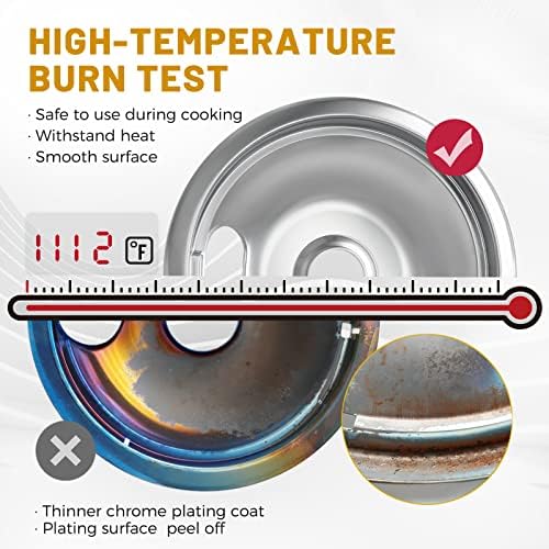 4 Pack Chrome Drip Pans, Compatible with Whirpool Kenmore Frigirate Stove Top Drip Bowls. Include 2 Pcs 6'' Range Replacement Drip Pans and 2 Pcs 8 '' Cooktop Drip Pans - Image 4