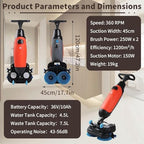 360° Rotating Brush Floor Cleaner, 17" Walk-Behind Commercial Floor Scrubber, Buffer Polisher Machine, Dual Brushes, Dual Pads and Drivers, 12916 sqft/h, for Wood Flooring, Ceramic Tiles Grey - Image 7