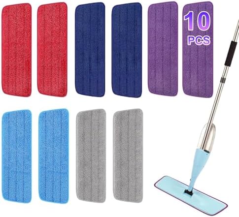 10 Pack 16.5 inch Reusable Mop Pads Microfiber Spray Mop Replacement Heads for Wet/Dry Mops Compatible with Bona Floor Care System by H-Gamely