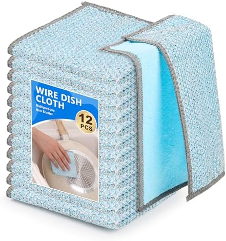 12PK Multipurpose Wire Dishcloth, Double-Side Non Scratch Dishcloth(Blue) by WYDZKJ