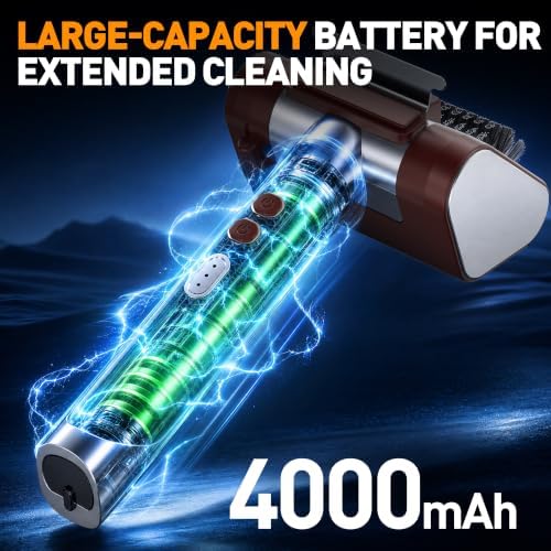 Electric Grill Brush, 4000mAh Rechargeable, 3 Speed Settings, LED Light, Detachable Stainless Steel Head, Support Rollers, Rotating Cleaning Brush – Suitable for Outdoor BBQ Grills, Gold - Image 3