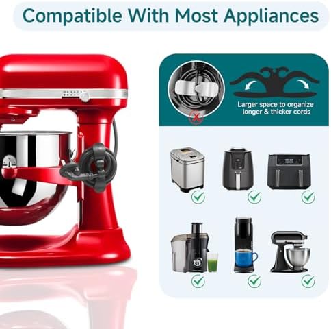Sliding Mat for Kitchen aid 4.5-5 Qt Stand Mixer with 1Pc Gourmet Bowl Scraper and 2Pcs Cord Organizer for Kitchen Appliance Slider (4.5-5 Qt 1Pc Silicone Dough Scraper and 2x Cord Organizer, Natural) - Image 5