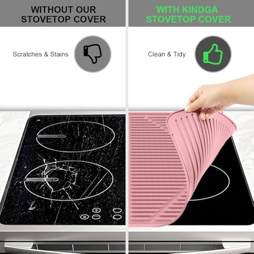 KindGa Stove Cover - Stove Top Covers for Electric Stove 28 x 20 Inch Pink - Image 4