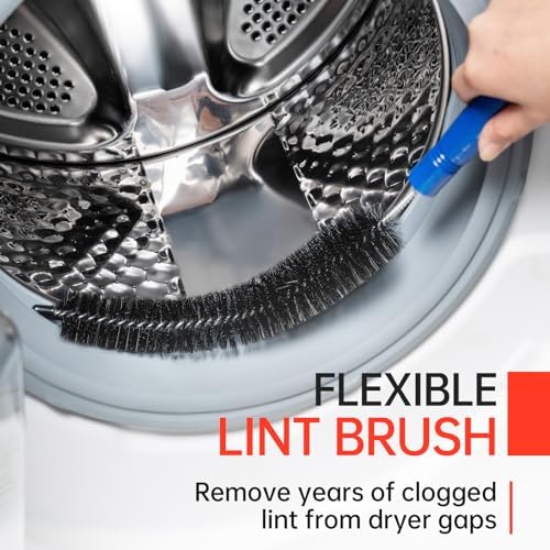 BLuesea Dryer Vent Cleaner Kit, 15-Piece Ultimate Dryer Cleaning Kit Include 50 Feet Dryer Vent Brush, Upgrade Noiseless Dryer Lint Vacuum Attachment, Lint Trap Brush, Vacuum & Dryer Adapters - Image 5