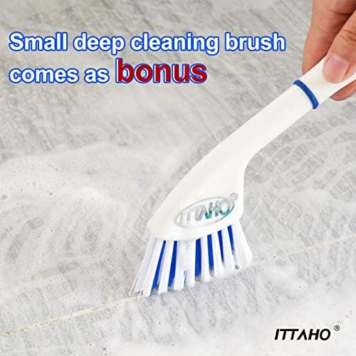 Floor Scrub Brush with Long Handle, 2 in 1 Deck Scrub Brush, Stiff Bristle Scrub Broom & Cleaning Brush for Tile Floor,Deck,Patio,Marble,Garage,Wall, Kitchen,Bathroom - Image 4