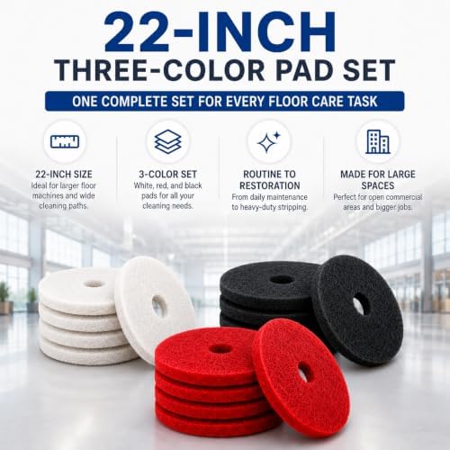 22 Inch Floor Pad Variety Pack, White Red Black, 15 Count - Image 2