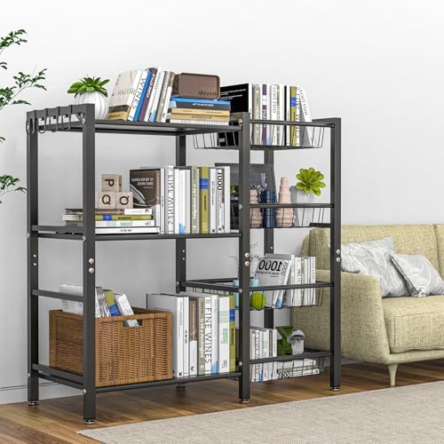 Hastatii Storage Rack Kitchen Baker's Rack - 3 Tiers 4 Baskets, Utility Coffee Bar, Air Fryer Stand with Steel Mesh Baskets - Image 4