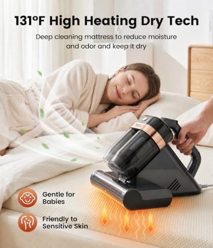 Mattress Vacuum Cleaner, 15Kpa Bed Vacuum Cleaner with UV-C Light Technology & Thermal Care, HEPA Filter & Ultrasonic, Versatile Handheld Vacuums Machine Deep Cleaner for Bed, Couch, Sofa, Crib - Image 4