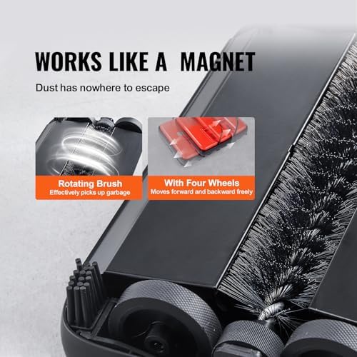 VEVOR Carpet Sweeper Manual, Floor Sweeper with 300 ml Dustbin Capacity Easy to Empty, 6.7 inch Cleaning Width for Home Office Carpets Pet Hair Dust, Red - Image 3