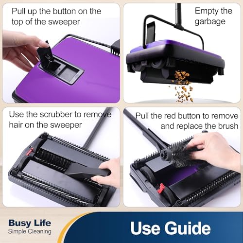 Yocada Carpet Sweeper Cleaner Manual Household Sweeper 1*Extra Brush - Image 3