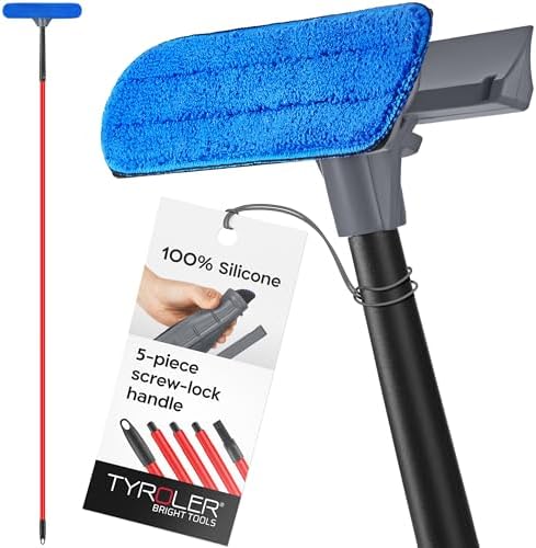 Tyroler Window Washing Kit with Extension Pole 12"-80", 100% Silicone Head by TyrolerBrightTools