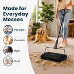 Alpine Manual Carpet Sweeper Triple Brush – Cordless Non Electric Multi-Surface Floor Brush Hardwood Floor Cleaner Easy Sweeping for Carpeted Floors (Improved Black) - Image 2