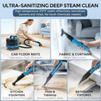 Hausmeister Hydroflex Pro Steam Portable Carpet Spot Cleaner with Steam, 1600W Upholstery Cleaner Machine, 18KPa Strong Suction, Cold/Hot/Steam Modes, Self-Cleaning, for Couch, Car Seats & Rugs - Image 6