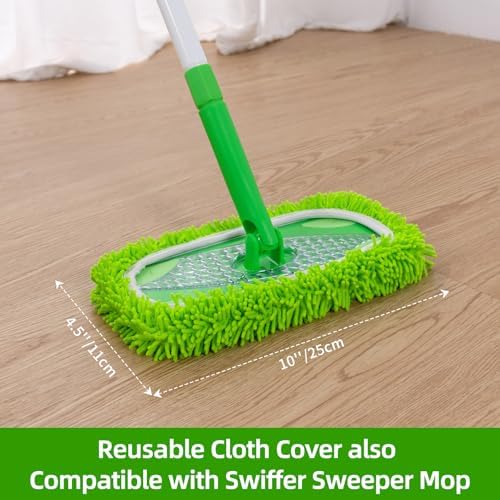 Baseboard Cleaner Tool with Handle, Extendable Long Handle Baseboard Floor Cleaning Tool Duster with Reusable Pads for Floorboard - Image 5
