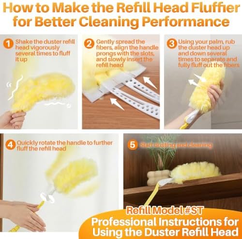 JOYMOOP Scented Telescopic Duster kit, 3FT Extendable Handle (Yellow) + 24 Yellow Refills for Swiffer Feather Duster,Easy Cleaning for Ceilings, Ceiling Fans, Blinds, Vents & Shelves - Image 3