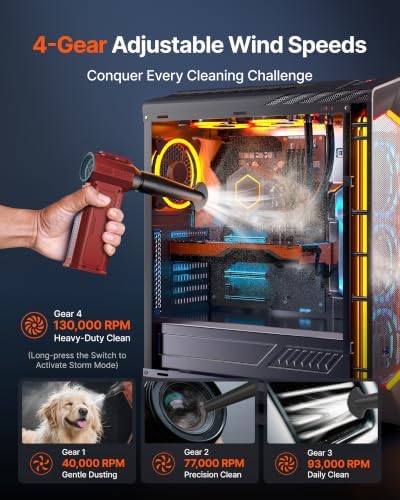 Compressed Air Duster, 130,000RPM Ultra-Powerful Electric Air Duster - Image 3