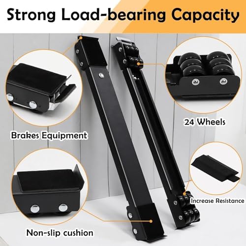 6 PCS Extendable Furniture Appliances Rollers, Mover Tools for Moving,Black - Image 4