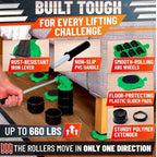 Furniture Lifter Tool with 4 Pcs Appliance Rollers, 660 Lbs, Green - Image 6