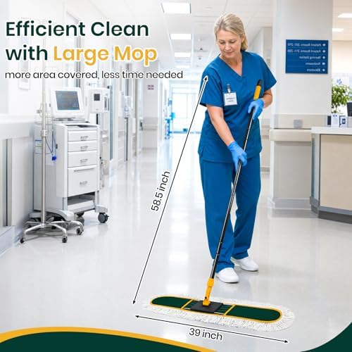 36” Commercial Duster Mops, Extra Large Floor Duster with 2 Replacement Pads, 60” Long Handle Heavy Duty Industrial Wet&Dry Flat Mop for Hardwood Floors, Marble, Laminate, Tile, Concrete, Garage - Image 2