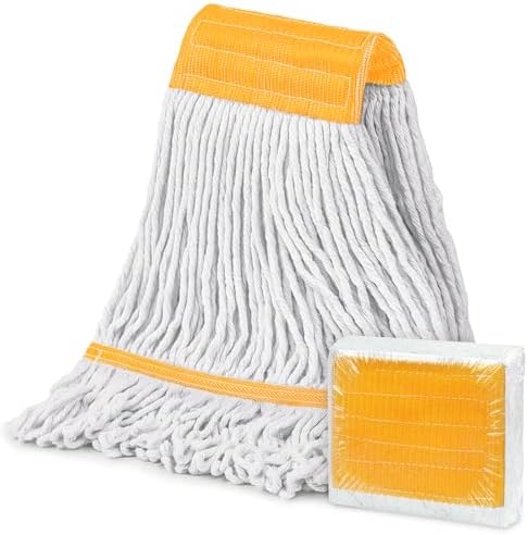 (1PK) Commercial Mop Head Replacement 16 oz, Heavy Duty Wet Industrial Mop Refills for Floor Cleaning, Cotton, String, Loop-Ended, 4.5” Headband, Janitor Supplies by KalTell
