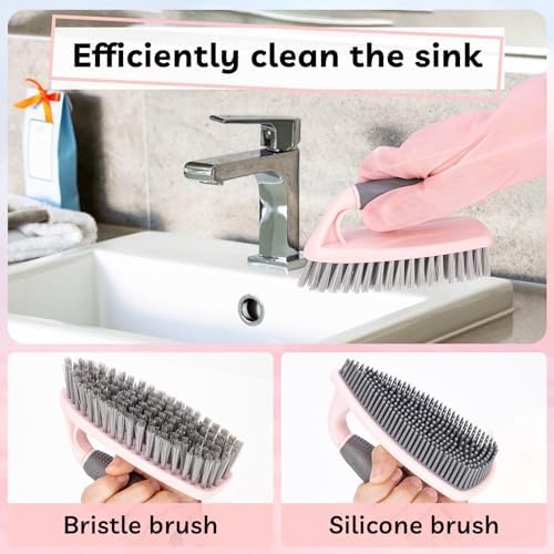 CALBEAU Pink Toilet Brush and Holder Set, 14 PCS Bathroom Cleaning Kit - Image 3