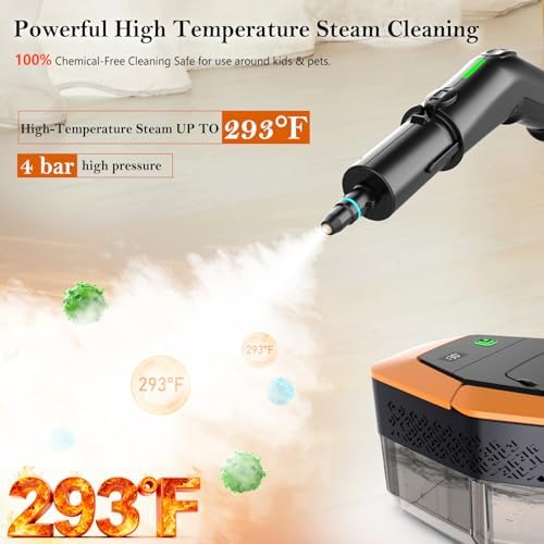 Steam Cleaner, 3-Level Adjustable Handle, 15s Heat-Up, Steamer for Cleaning With 1.8L Large Tank, Dry Burn Protection, Handheld Steam Cleaner for Home, Bathroom, Tile, Grout,Car with 12pcs Accessories - Image 6