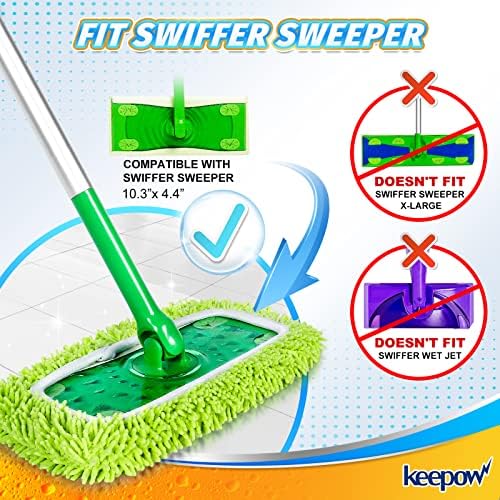 KEEPOW Reusable Microfiber Mop Pads Compatible with Swiffer Sweeper, 6 Pack - Image 2