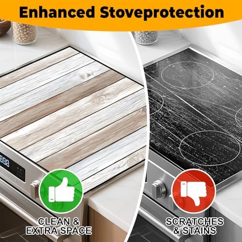 Stove Top Cover Retro Flower Gas Stove Top Cover for Home Decoration Kitchen Pad Non-Stick Washable Cooktop Covers Countertop Protector Keep Stove Clean 28"x20" (Texture-3) - Image 6
