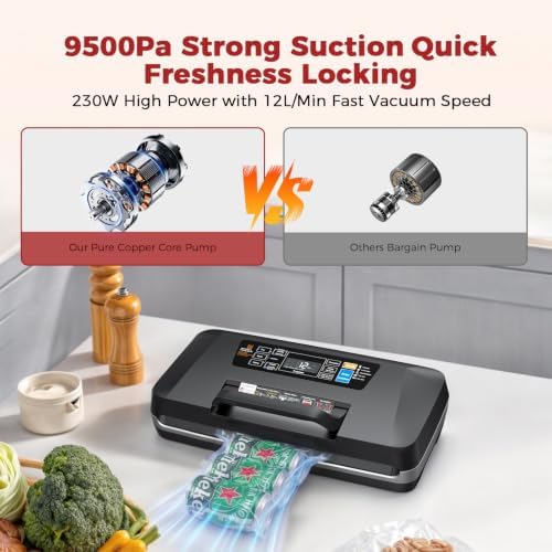 Vacuum Sealer Machine, 230W 95KPa Food Sealer Built-in Cutter & Bag Storage - Image 2