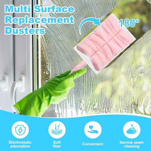 Mimorou 100 Pcs Disposable Dusters Refills Bulk for Cleaning (Pink Color) - Image 2